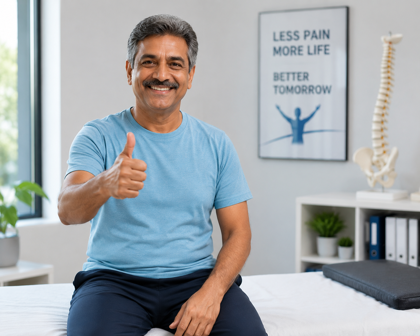 happy patient after endoscopic spine surgery