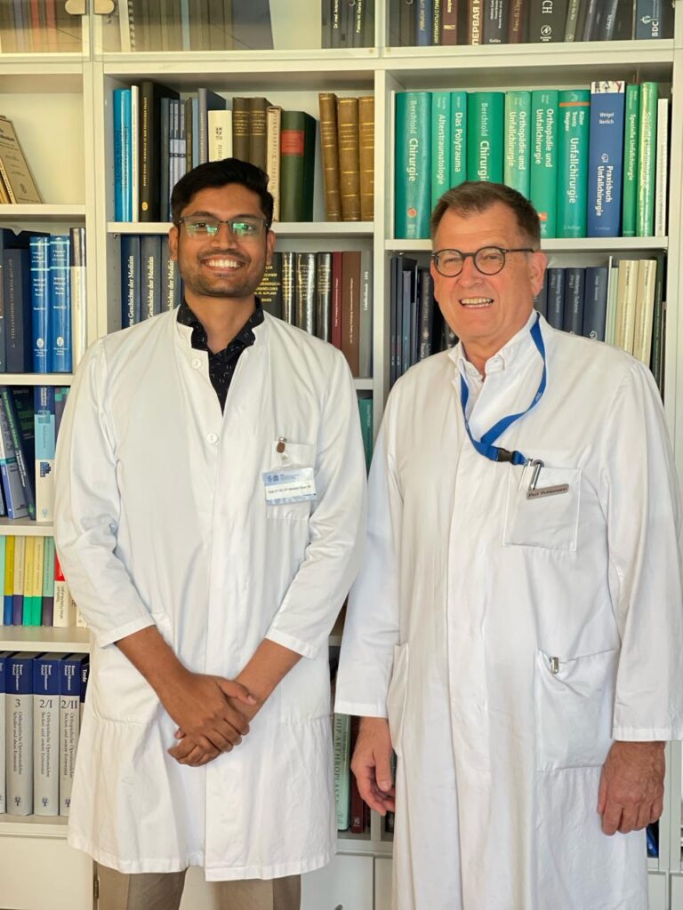 Gallery Dr Namith Rangaswamy with Prof. Tim Pohlemann of Universitat Des Saarlandes, Homburg, Germany, during his SICOT Fellowship in Spine and Orthopaedic Traumatology