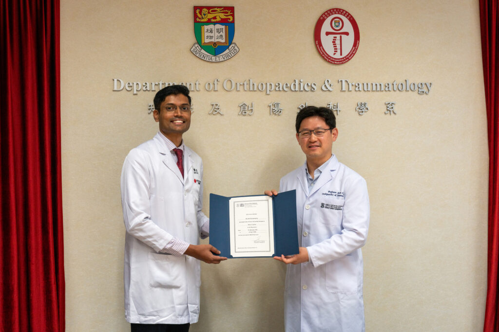Gallery Dr Namith Rangaswamy with Prof. Jason P Cheung at Queen Mary Hospital, Hong Kong University following successful completion of Clinical Fellowship in Paediatric Spine Surgery