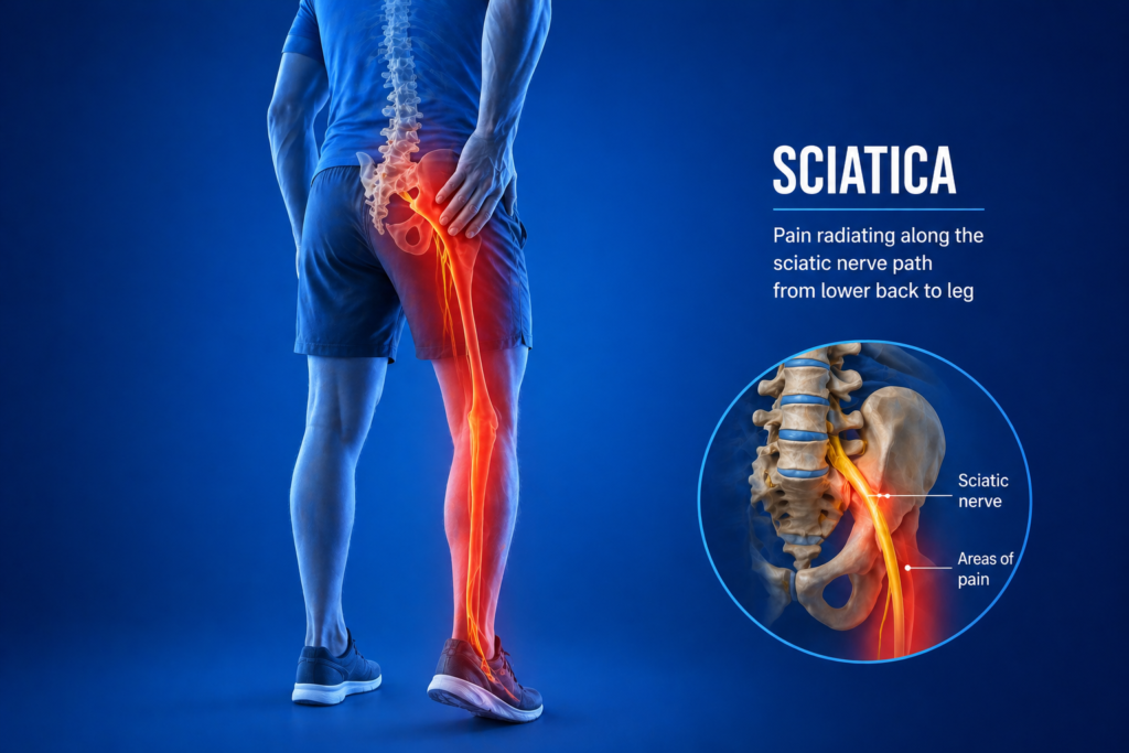 siatica - nerve compression in the back causing leg pain